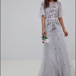 ASOS maxi purple embroidered dress